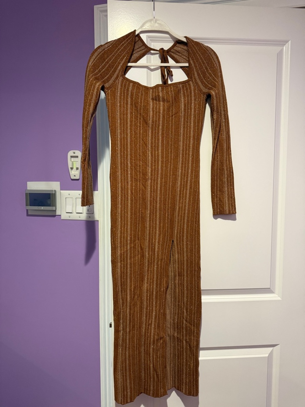 LPA metallic bronze midi dress